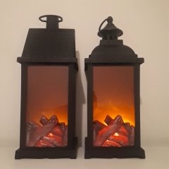 Nostaljik Görünümlü Led Alev Efektli Şömine Fener