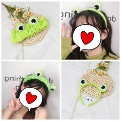 Sevimli Yeşil Kurbağa Peluş Saç Bandı Bandana