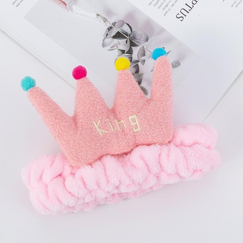 Kraliçe Tacı Queen Crown Peluş Saç Bandı Bandana Açık Pembe