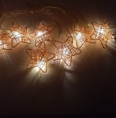 10'lu Metal Rattan Yıldız Işık Zinciri Rose Gold