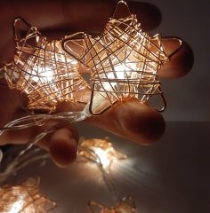 10'lu Metal Rattan Yıldız Işık Zinciri Rose Gold