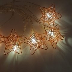 10'lu Metal Rattan Yıldız Işık Zinciri Rose Gold