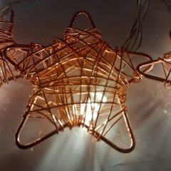 10'lu Metal Rattan Yıldız Işık Zinciri Rose Gold