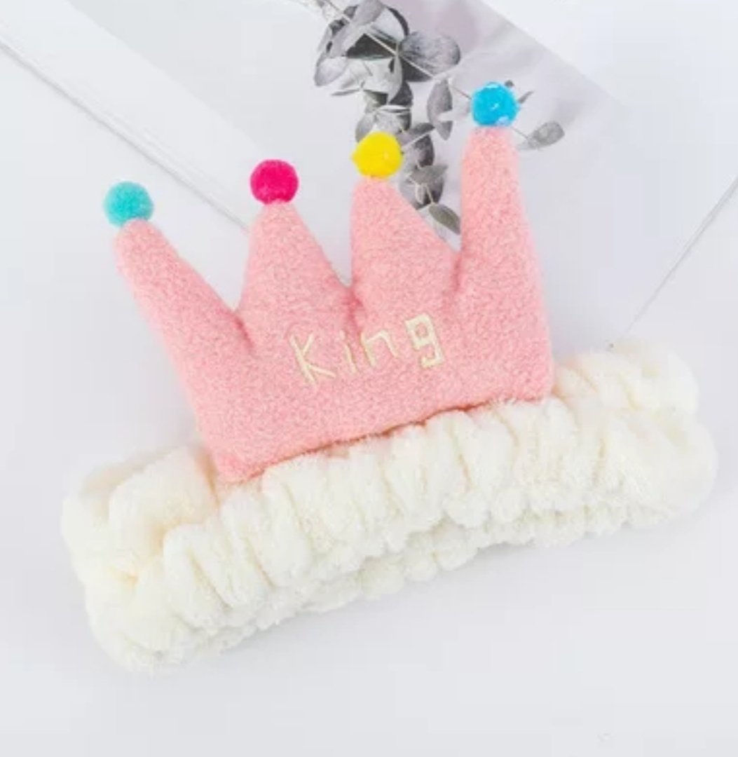 Kraliçe Tacı Queen Crown Peluş Saç Bandı Bandana Krem