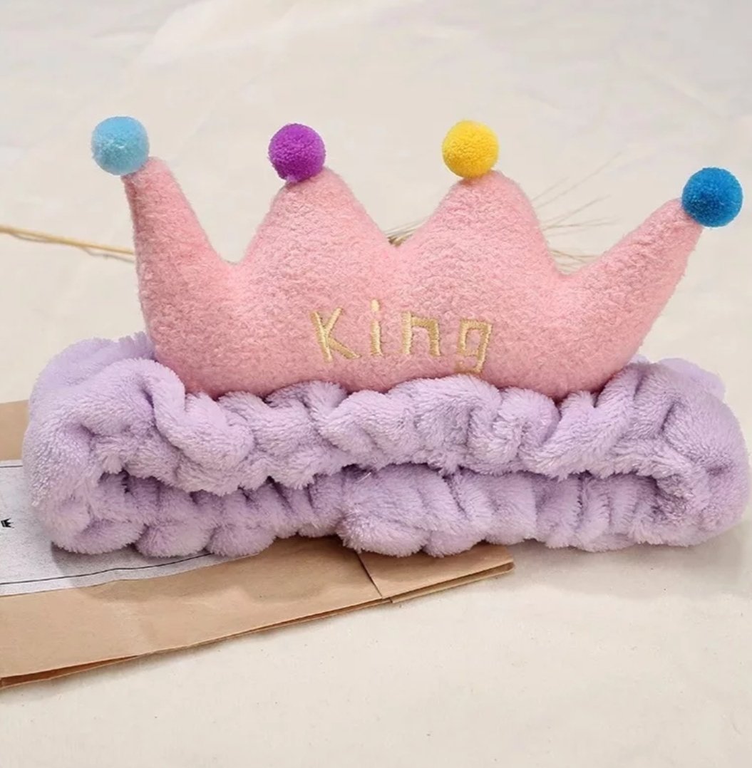 Kraliçe Tacı Queen Crown Peluş Saç Bandı Bandana Mor