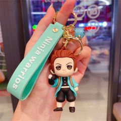 Anime Demon Slayer Figür Kimetsu No Yaiba Tanjiro Kamado Figür Anahtarlık Çanta Aksesuarı Süsü