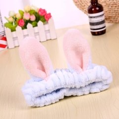 Tavşan Kulak Mercan Peluş Saç Bandı Bandana Mavi