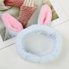 Tavşan Kulak Mercan Peluş Saç Bandı Bandana Mavi