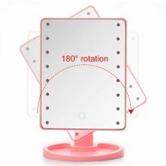 Makyaj Aynası Pembe Dikdörtgen Led Lambalı Makyaj Lambası Dokunmatik USB Kablolu Standlı