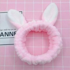 Tavşan Kulak Mercan Peluş Saç Bandı Bandana Fuşya