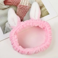 Tavşan Kulak Mercan Peluş Saç Bandı Bandana Fuşya