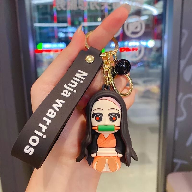 Anime Demon Slayer Figür Kimetsu No Yaiba Nezuko Kamado Figür Anahtarlık Çanta Aksesuarı Süsü