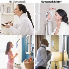 Makyaj Aynası Vakumlu Ahtapot Kollu Dönebilen ve Led Lambalı 10x Zoomlu