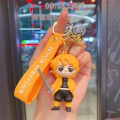 Anime Demon Slayer Figür Kimetsu No Yaiba Zenitsu Agatsuma Figür Anahtarlık Çanta Aksesuarı Süsü