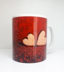 Renkli Kalp Baskılı Kupa