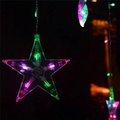 Renkli Ay Yıldızlı Perde Led Hilal Sarkaç Şerit Lamba 2.5 M