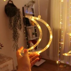 Ay Yıldızlı Perde Led Hilal Sarkaç Şerit Lamba 2.5 M