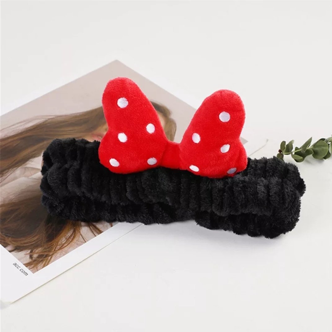 Minnie Mouse Fiyonklu Peluş Saç Bandı Bandana Siyah