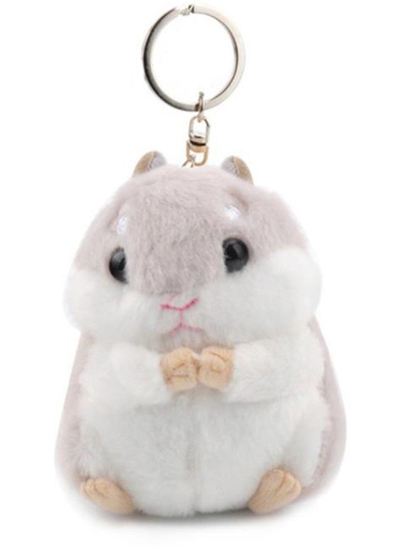 Gri Hamster Anahtarlık Çanta Süsü Peluş Anahtarlık