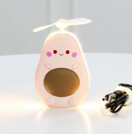 Avokado Mini Fan Işıklı Ayna Pembe