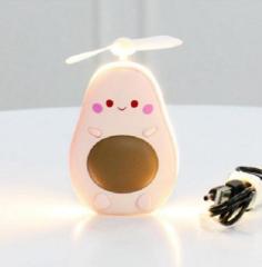 Avokado Mini Fan Işıklı Ayna Pembe