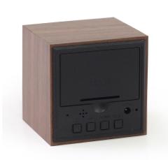 Ahşap Görünümlü Alarmlı Termometreli Dijital Gizli Küp Saat Sese Duyarlı Koyu Renk