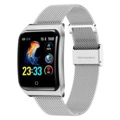 F9 Akıllı Saat Bayan Erkek Spor Saati Metal Kordon IP68 Su Geçirmez Bileklik