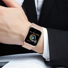 F9 Akıllı Saat Bayan Erkek Spor Saati Metal Kordon IP68 Su Geçirmez Bileklik