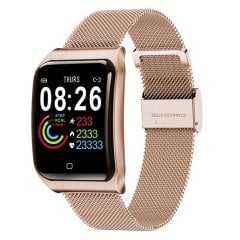 F9 Akıllı Saat Bayan Erkek Spor Saati Metal Kordon IP68 Su Geçirmez Bileklik