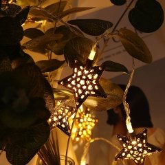 10'lu Metal Yıldız Tasarım Aydınlatma Şerit  Led Lamba 1.5 metre