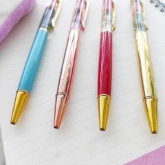 Çiçekli Sulu Metal Tükenmez Kalem