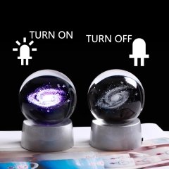 Kristal Cam Küre Galaksi Toz Bulutu Renk Değiştiren Led Lamba
