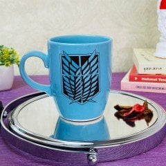 Attack On Titan Tasarımlı Mavi Kupa