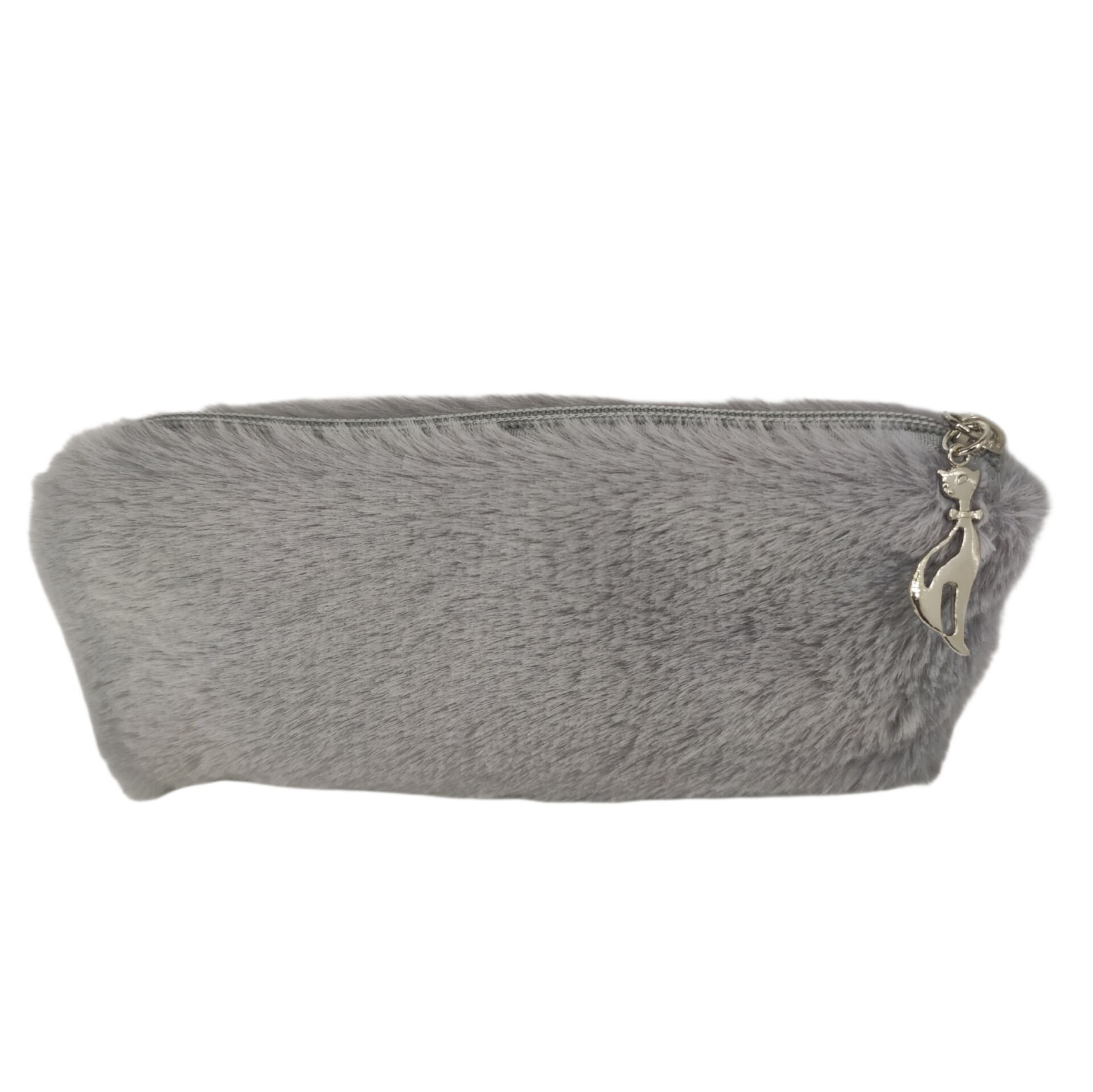 Gri Peluş Kalemlik El Çantası Cüzdan Peluş Tüylü Kalem Kutusu