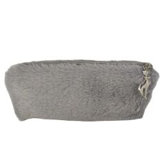 Gri Peluş Kalemlik El Çantası Cüzdan Peluş Tüylü Kalem Kutusu