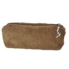 Kahverengi Peluş Kalemlik El Çantası Cüzdan Peluş Tüylü Kalem Kutusu