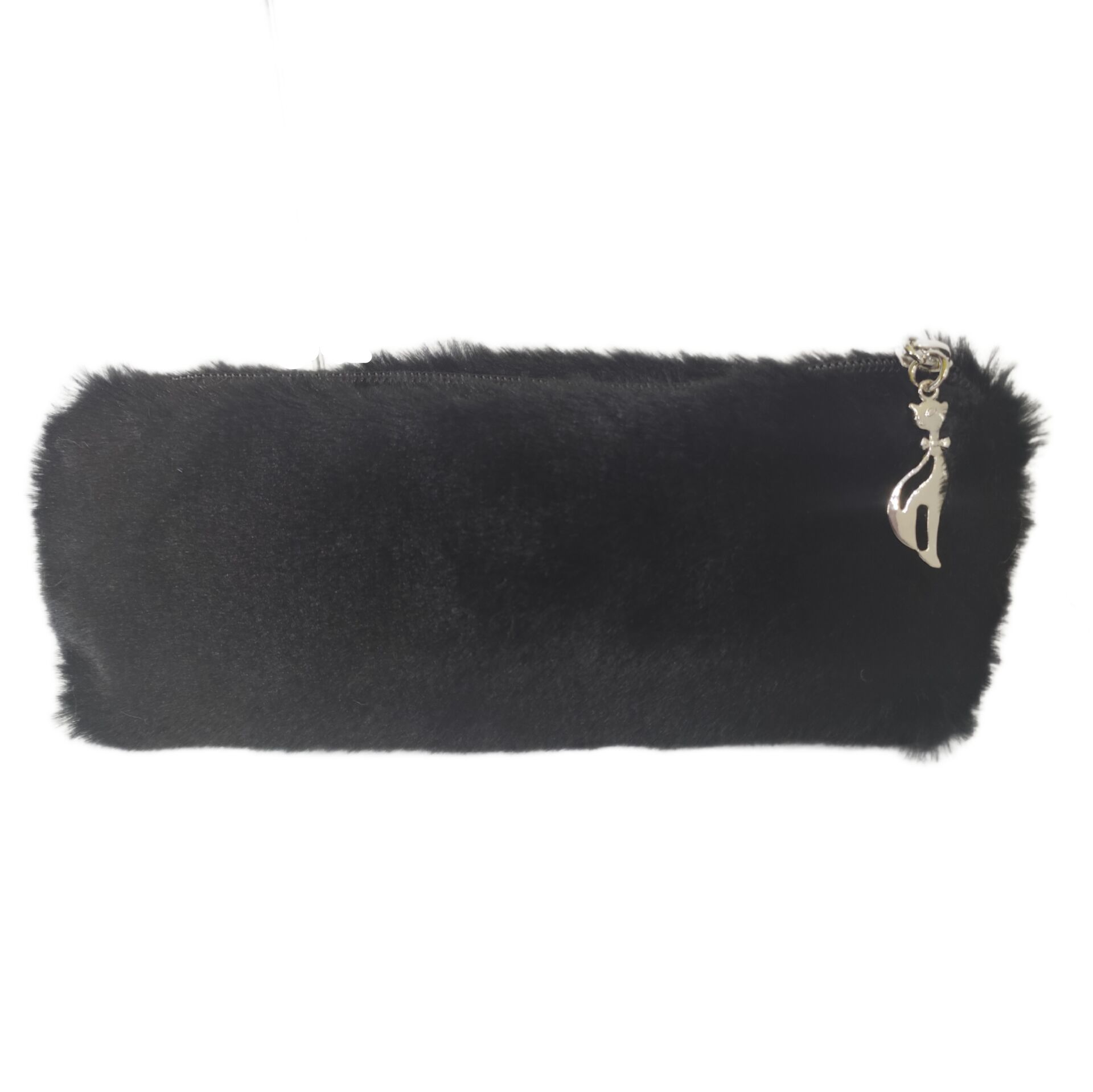 Siyah Peluş Kalemlik El Çantası Cüzdan Peluş Tüylü Kalem Kutusu