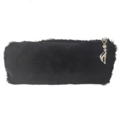 Siyah Peluş Kalemlik El Çantası Cüzdan Peluş Tüylü Kalem Kutusu