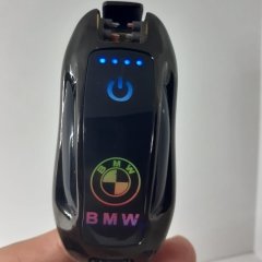 Siyah Bmw Araba Anahtarlık Dokunmatik Çakmak Hareketli Led Dijital Göstergeli Şarjlı