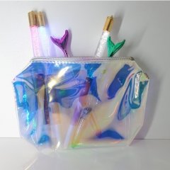 Renkli Şeffaf Hologram Kalemlik Makyaj Çantası