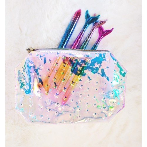 Renkli Şeffaf Hologram Kalemlik Makyaj Çantası