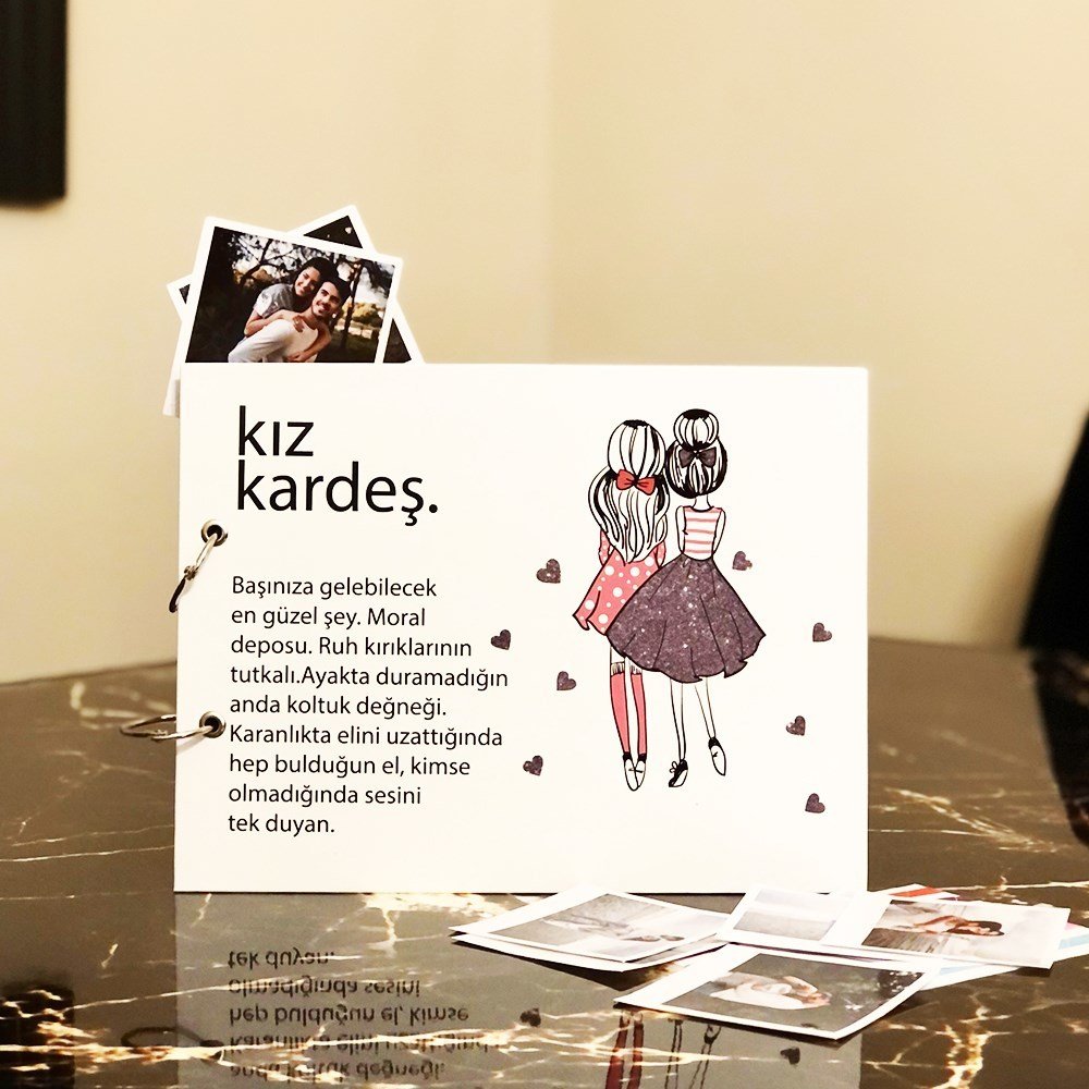 Kız Kardeş Tasarımlı Siyah Sayfa Kendin Yap Fotoğraf Albümü