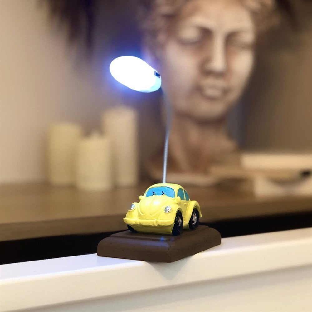 Mini Araba Işıklı Masa Lambası Sarı