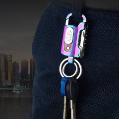 Çok Fonksiyonlu Gökkuşağı Elektronik Şarjlı Çakmak Anahtarlık Fenerli