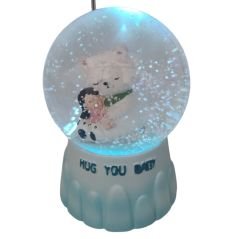 Sevimli Ayı ve Kız Orta Boy Işıklı Müzikli Kar Küresi Işıklı Müzik Kutusu