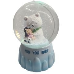 Sevimli Ayı ve Kız Orta Boy Işıklı Müzikli Kar Küresi Işıklı Müzik Kutusu