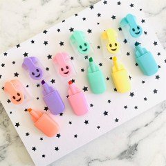 Şeffaf Çantalı Emoji 6'lı Fosforlu Kalem Seti