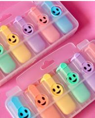 Şeffaf Çantalı Emoji 6'lı Fosforlu Kalem Seti