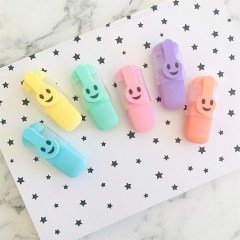 Şeffaf Çantalı Emoji 6'lı Fosforlu Kalem Seti