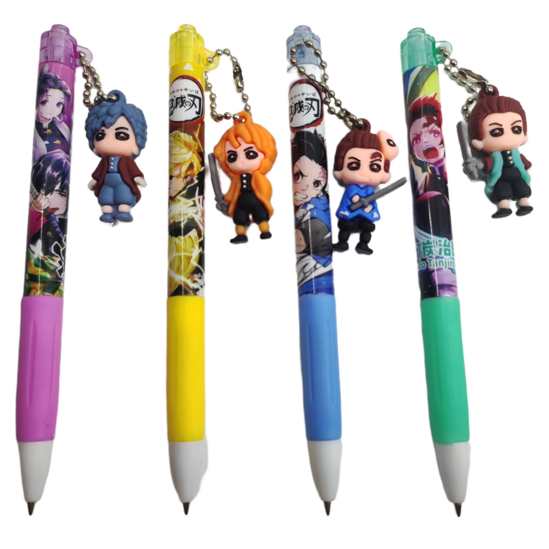 Anime Demon Slayer Kimetsu No Yaiba İblis Avcısı Figürlü 4 Adet Tükenmez Kalem Seti